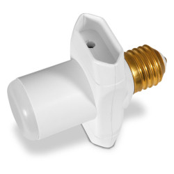 Adapter elektryczny E27 OPR-27L Biały, 2x Gniazdo sieciowe 230V