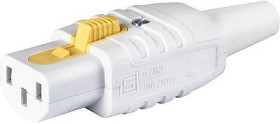 Jack C13, 3 pole, cable assembly, screw connection, 1.5 mm², white, 3-122-078