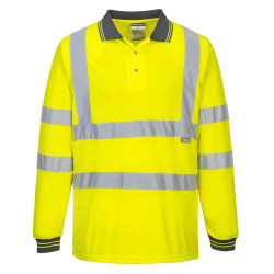 Polo Shirt Hi-Viz Yellow Long Sleeved EN