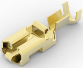 Uninsulated flat plug sleeve, 6.35 x 0.81 mm, 0.82 to 2.08 mm², AWG 18 to 14, brass, 154718-1