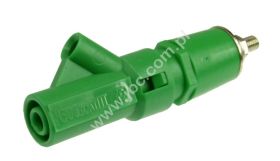 3254-F-GN Gniazdo bezpieczne 4mm, przyłącze M4, dodatkowy boczny otwór do dodatkowych połączeń, 36A, zielone, ELECTRO-PJP, 3254F