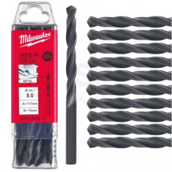 Zestaw wierteł do metalu HSS-R walcowane 8x117mm 10szt. MILWAUKEE