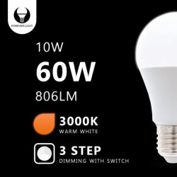Żarówka LED E27 A60 10W 230V 3000K 806lm 3 stopniowe ściemnianie Forever Light