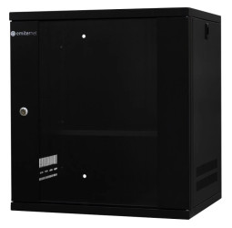 Szafa wisząca lekka niedzielona 19 12U, drzwi blacha/szkło, ściągane osłony boczne, 550×450×590 szer./gł./wys. mm RAL: 9004, w