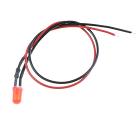 Red Diffused Lens Prewired 5mm LED 20cm 12V