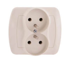 Simon Akord Gniazdo podwójne z/u 16A IP20 beżowe AGZ2/12