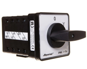 Łącznik krzywkowy 0-gwiazda-trójkąt 100A mocowany do pulpitu pokrętło czarne SK100-4.831P03