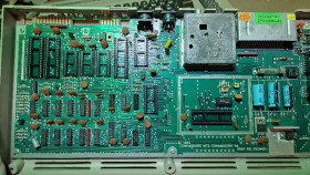 Commodore 64 mainboard with sockets. No warranty. Has bad colour ram chip.