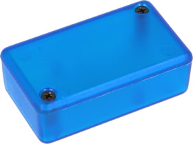 ABS miniature enclosure, (L x W x H) 60 x 35 x 20 mm, blue/transparent, IP54, 1551HTBU