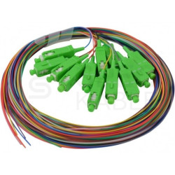 Pigtail światłowodowy FO SM SC/APC 9/125 Easy Strip 3m Zestaw 12 sztuk kolorowe TELCOLINE