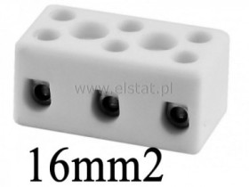 Złączka gwintowana porcelanowa 3- tory 16mm2 2o