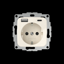 2U-449382 2USB inCharge PRO - cream white shiny USB socket