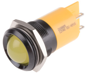 Lampka kontrolna do montażu panelowego 12V ac/dc, Żółta 22mm LED Końcówka lutownicza RS PRO