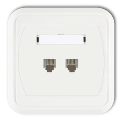 LIZA Gniazdo telefoniczne podwójne 2xRJ11, 4-stykowe biały GLT-2