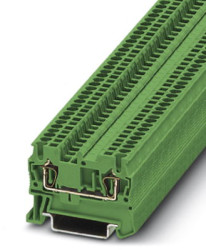 Through terminal block, spring balancer connection, 0.08-1.5 mm², 2 pole, 17.5 A, 6 kV, green, 3037041