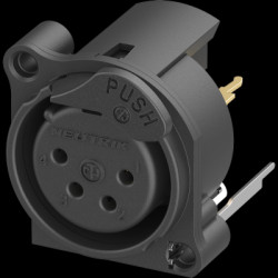 Panel socket, 4 pole, gold-plated, plastic, NC4FAV-AE