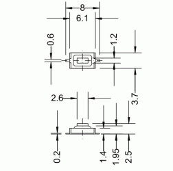 Mikrostyk Tact switch smd 2,5mm 6x3,5mm