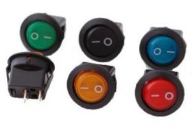 PRZELACZNIK OKRAGLY 12V CZERW.PODSW.