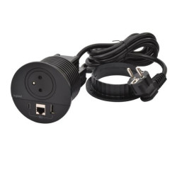 INCARA Gniazdo meblowe DISQ 80 2p+z USB A+C RJ45 2,0 m czarny 654702