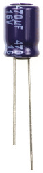 Kondensator 470μF 16V dc Radialny, Otwór przelotowy Panasonic roztaw: 3.5mm 8 (Dia.) x 11.5mm
