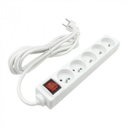 Przedłużacz 5 gniaz. 3m z/u z wyłącznikiem BIAŁY