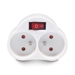 Rozgałęźnik sieciowy na 2 gniazda [2P+Z] 230V 16A biały MCE31 z wyłącznikiem
