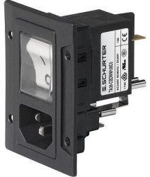 Combination element plug C14 or C18, 3 pole/2 pole, screw mounting, plug-in connection, black, 3-109-719