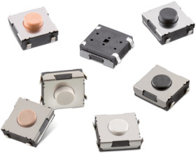 Short-stroke pushbutton, Form A (N/O), 50 mA/12 VDC, unlit , actuator (black), 160 g, J-hook, 430483035816