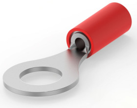Insulated ring cable lug, 0.26-1.65 mm², AWG 22 to 16, 6.73 mm, M6, red, 31894