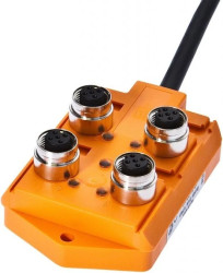 VK001001, rozdzielacz, 30x82x54mm, 10-30V DC, 4x M12, 4pin, IP67, TPU, Gniazdo czujnika/siłownika z przewodem uziemiającym, 12A