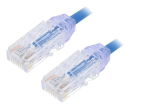 UTP28X0.5MBU Patch cord TX6A-28™,U/UTP 6a drut Cu LSZH niebieski 0,5m