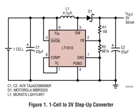 1.7MHz, Single Cell Micropower DC/DC Converter