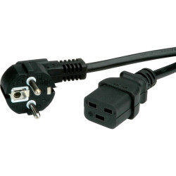 Value 19.99.1553 Power Cable Black 3m IEC320 C19 Socket with Plug