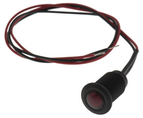 Lampka kontrolna do montażu panelowego 24V ac, czerwona 10.2mm LED Czarny Wyprowadzenia Oxley