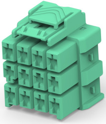 Plug housing, 12 pole, pitch 6 mm, straight, green, 7-2232357-4