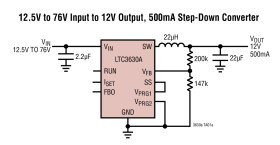 High Efficiency, 76V 500mA Synchronous Step-Down Converter