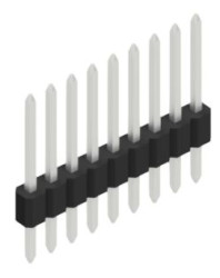 Pin header, 9 pole, pitch 1.27 mm, straight, black, 10060094