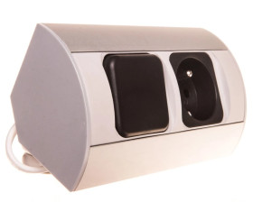 Gniazdo meblowe pojedyncze z/u 16A IP20 z wyłącznikiem aluminium/ tworzywo OR-AE-1302