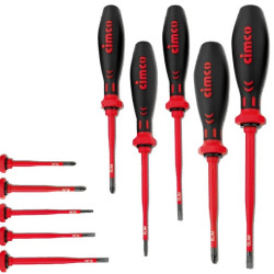 Zestaw Wkrętaków Izolowanych Krzyżakowych Płaskich SLIM VDE 5 sztuk CIMCO