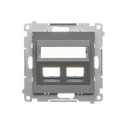 Simon 55 Pokrywa gniazd teleinformatycznych na Keystone skośna podwójna z polem opisowym (moduł) Grafitowy mat TKP2S.01/116
