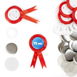 Kotylion z przypinką 75mm czerwony – zestaw 50 szt.