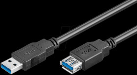 93999 USB3 cable,SUPER-SPEED,A plug>A socket 3.0m,black