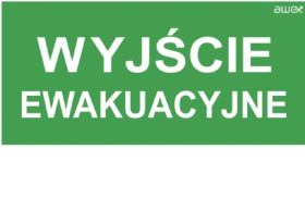 Piktogram PN21 100x200 WYJŚCIE EWAKUACYJNE logo awex ( ISO7010)