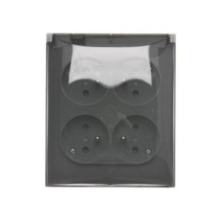 Simon Aquaclick Gniazdo natynkowe, 4-krotne z uziem., klapka transp. z przesłonami, IP44, szybkozłącza ciemnoszary ACGZ4CZ/18A