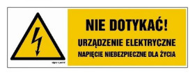ZNAK - HB022 Nie dotykać urządzenie elektryczne napięcie niebezpieczne dla życia 15 x 5 cm FN - Folia samoprzylepna