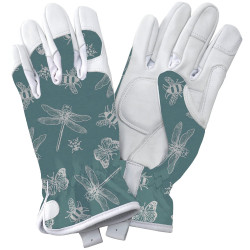 Kent &amp; Stowe 70105306 Teal Flutter Bugs Premium Leather Gloves - Ladies Small