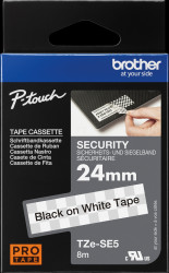 TZE-SE5 Sealing tape (safety), black on white, 24 mm