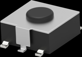Short-stroke pushbutton, 1 Form A (N/O), 50 mA/24 VDC, unlit , actuator (black), 1.6 N, SMD, 1-1437565-6