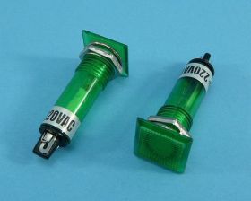 230VAC 14x14mm GREEN KONTR.KWADRAT LED