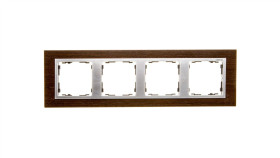 Simon 82 Ramka Poczwórna Pozioma Drewniana Wenge/ Ramka Pośrednia Aluminium...
